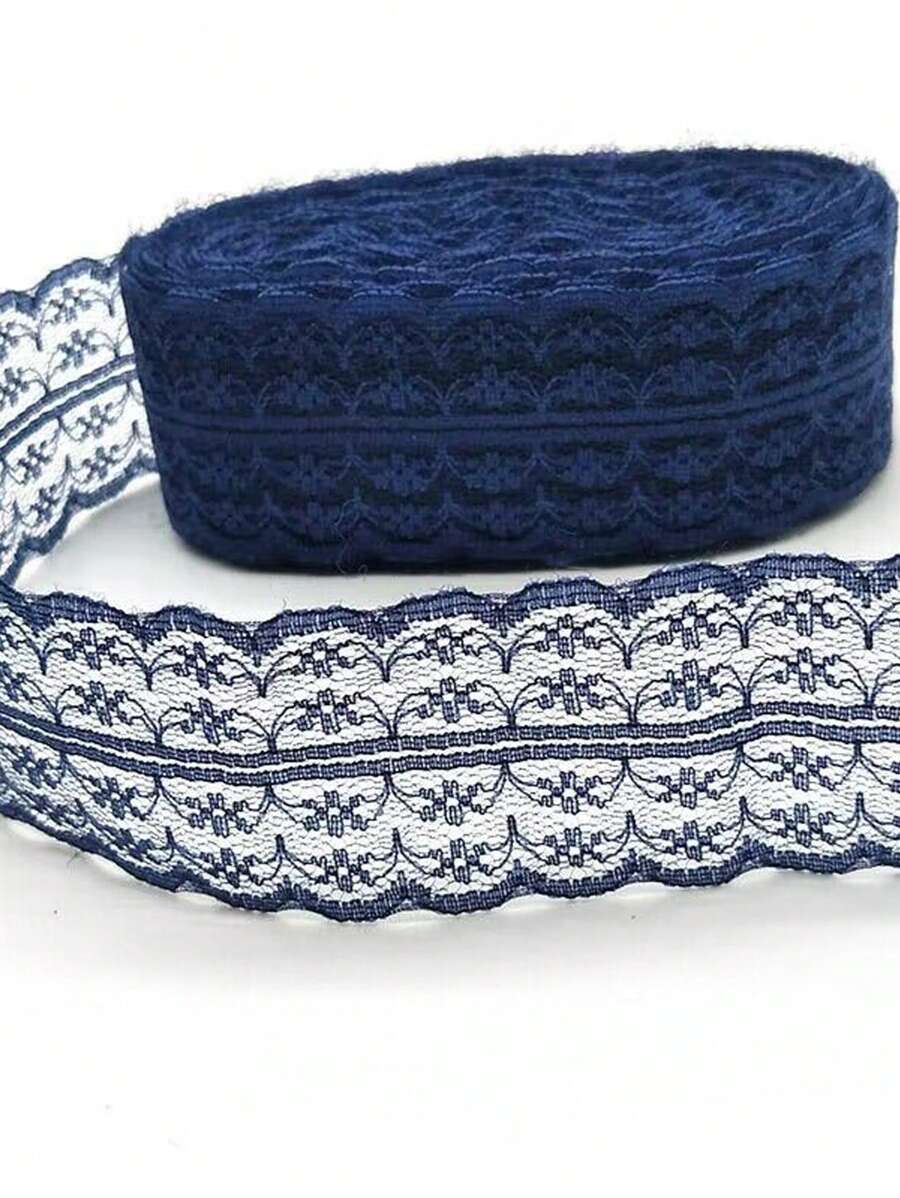 Ls001新品,彩色透明無彈力花邊,適用於diy服飾配件、內衣、沙發、窗簾裝飾/長度：1000公分/寬度：4.5公分 - 藏青 - 查看 1