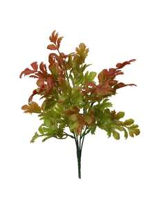 2捆12.6英寸仿真草綠色人工植物,含菊花和葉子,適用於戶外花園、婚禮、園藝裝飾、派對裝置。每束含有15片菊花葉,抗uv和不褪色 - 橘紅色 - 查看 7