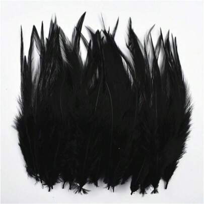 50入組黑色野雞羽毛diy珠寶裝飾羽毛,用於編織和手工藝品配件、捕夢網裝飾羽毛