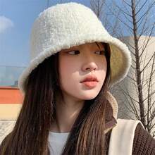 女士高級羊毛桶帽,保暖時尚,可遮住臉部,適合日常穿搭 - 白色 - 查看 1