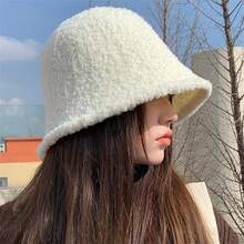 女士高級羊毛桶帽,保暖時尚,可遮住臉部,適合日常穿搭 - 白色 - 查看 2