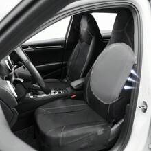 汽車座椅套裝7件 黑色PVC材質 兼容安全氣囊 通用型適用於貨車SUV座墊男士汽車配件新設計 - 黑色 - 查看 5