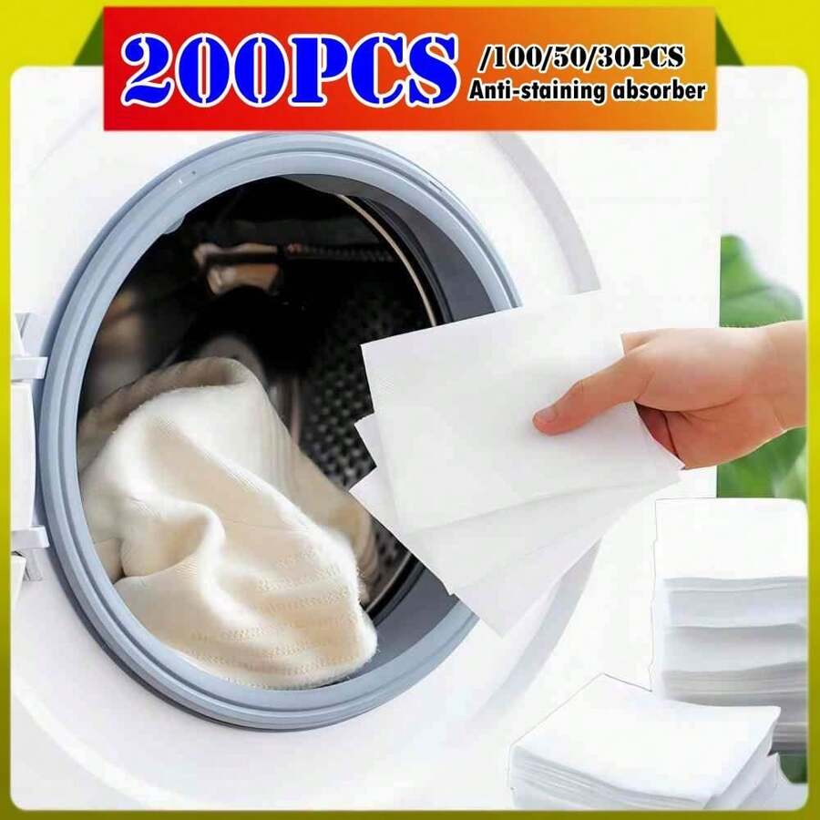 150/100/30pcs Washing Machine Laundry Color Absorber Sheet Anti-Cross Color Non-Woven Fabric Laundry Cleaning Products Proof Color - White - View 1