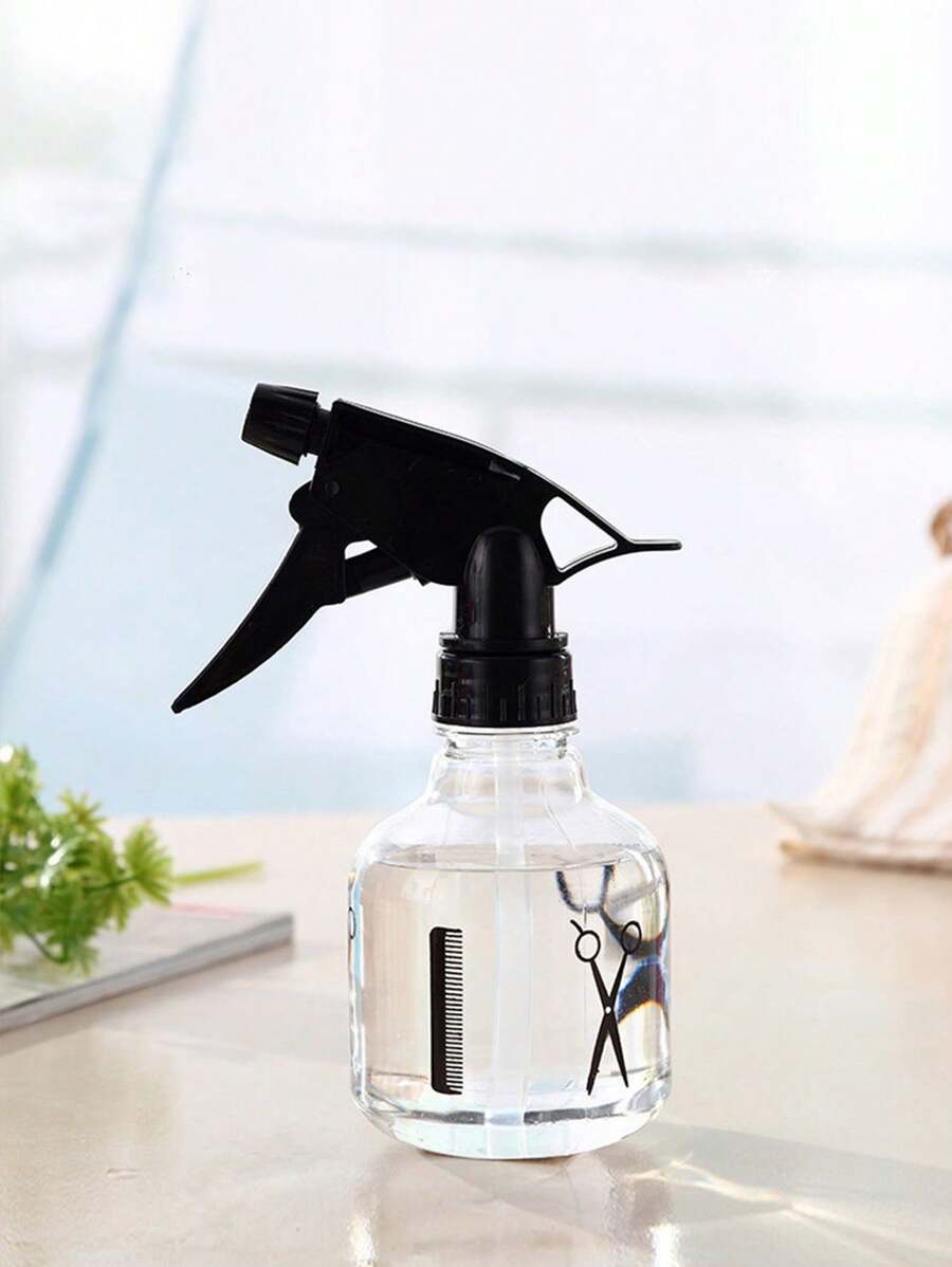 Hairdressing Water Spray Bottle, Transparent Scissor Shaped Press Type Mist Sprayer - Black - View 1