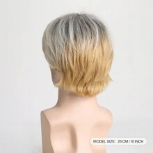 男士時尚&自然&酷炫10吋淺金色假髮帶瀏海,適用於日常使用 - 彩色 - 查看 6