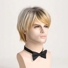 男士時尚&自然&酷炫10吋淺金色假髮帶瀏海,適用於日常使用 - 彩色 - 查看 5