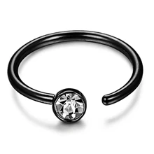 20G Stainless Steel Nose Rings For Woman Hoop Nose Ring Earring CZ Body Ear Piercing Jewelry - Black - View 1