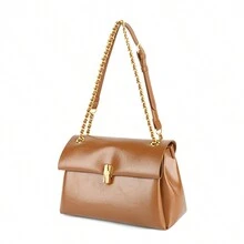 簡約鏈條斜肩小方包復古腋下手提包休閒單肩包,適合大學生、女士、女生、女士購物、約會、通勤、參加晚宴、聚會、度假 - 卡其色 - 查看 4
