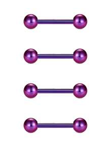 CIZME 4Pcs/Set Nipple Rings Tongue Rings Stainless Steel 14G Straight Barbells Piercing Jewelry 12mm,14mm,16mm,18mm