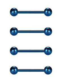 CIZME 4Pcs/Set Nipple Rings Tongue Rings Stainless Steel 14G Straight Barbells Piercing Jewelry 12mm,14mm,16mm,18mm