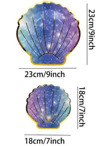 10pcs 7in/9in Disposable Dinner Plates, Hot Stamping Blue Purple Gradient Shell-Shaped Paper Plates, Suitable For Birthday, Wedding, Bridal Shower, And Other Themed Parties And Daily Use - Multicolor - View 2