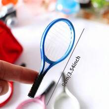 2pcs/Set 1:6 Doll House Mini Scene Accessories Simulation Mini Sports Goods Tennis Racquet Tennis Model Miniature Decoration - Silver - View 2