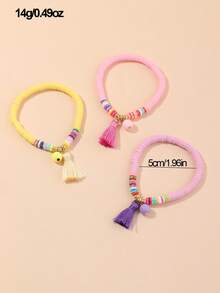 3件套女孩混色聚合物粘土手链套装，适合日常装饰 - 彩色 - 查看 4