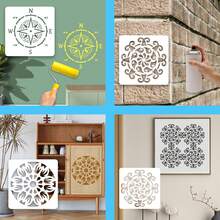 12入組白色曼陀羅藝術繪圖模板,適用於兒童繪畫、牆面和相冊裝飾、手繪diy、剪貼簿、塗鴉、印刷水彩/石頭/刮痕紙等。pet材料可清洗和重複使用。裝飾牆壁、紙張、紡織品和家具。初學者藝術創意繪製盒 - B60 - 查看 5