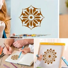 12入組白色曼陀羅藝術繪圖模板,適用於兒童繪畫、牆面和相冊裝飾、手繪diy、剪貼簿、塗鴉、印刷水彩/石頭/刮痕紙等。pet材料可清洗和重複使用。裝飾牆壁、紙張、紡織品和家具。初學者藝術創意繪製盒 - B60 - 查看 3