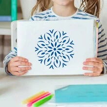 12入組白色曼陀羅藝術繪圖模板,適用於兒童繪畫、牆面和相冊裝飾、手繪diy、剪貼簿、塗鴉、印刷水彩/石頭/刮痕紙等。pet材料可清洗和重複使用。裝飾牆壁、紙張、紡織品和家具。初學者藝術創意繪製盒 - B60 - 查看 4