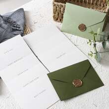 生日賀卡信封套裝、情人節手寫卡信封套裝、新年賀卡信封套裝,1封信封 + 1張賀卡 + 1個印章,happy New Year Card/love You Card/happy Birthday Card/best Wishes Card/think You Card/good Luck Card - 橄欖綠 - 查看 8