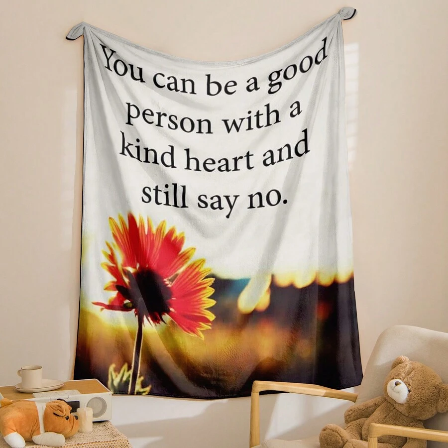 1 件白色字母和向日葵印花毯子,舒適可愛的法蘭絨長方形沙發毯,適合情人節和新年禮物,日常家居使用 - 彩色 - 查看 1