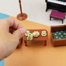 Dollhouse Miniature Living Room Furniture Set With Simulated Sofa, Piano, Tea Set And Dessert Scene Model, Family Toy Decorative Ornament Gift - Piano - View 8