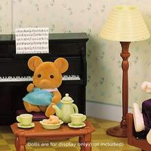 Dollhouse Miniature Living Room Furniture Set With Simulated Sofa, Piano, Tea Set And Dessert Scene Model, Family Toy Decorative Ornament Gift - Piano - View 4