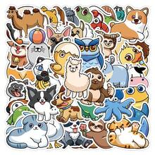 51pcs Cute Cartoon Animal Stickers, Ins Style Decals For Glass, Mug, Notebook, Phone Case, Luggage, Refrigerator, Computer, Diary, Tabletop Decoration, Graffiti, Diy, No-Residue Adhesive, Waterproof - Multicolor - View 1