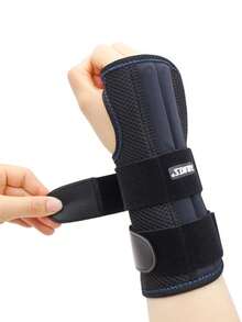 AOLIKES 1pc Black Steel Plate Supported Wrist Wrap For Sports Injuries With Detachable Fixing Plate & Pressure Bands For Palm Protection - Black - View 5