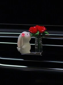 可愛浪漫的玫瑰花＆兔子汽車空氣出風口裝飾樓梯車內飾品 - 彩色 - 查看 2