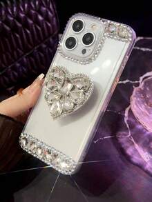 Fashionable Girl's Handmade Rhinestone Pumpkin Car Design Bling Case With Flower, Crystal And Rhinestones For Mobile Phone - White - View 4