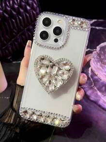 Fashionable Girl's Handmade Rhinestone Pumpkin Car Design Bling Case With Flower, Crystal And Rhinestones For Mobile Phone - White - View 1