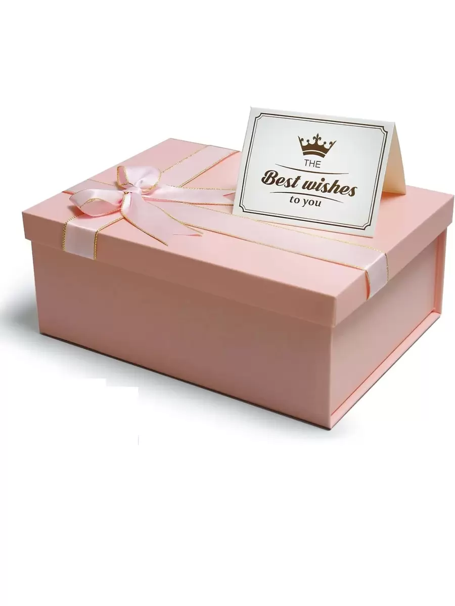 1 pieza Caja de regalo, diseño sencillo, unicolor, lazo de cinta, caja plegable con tapa y base, adecuada para envolver regalos de fiesta, festival, novia, Día de San Valentín, cumpleaños - Rosa - Ver 1