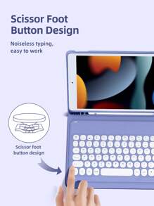 iPad 键盘保护套兼容 10.2 英寸第 9/8/7 代 2021/2020/2019，可拆卸键盘带磁性保护盖和铅笔架，兼容三星 Galaxy Tab S6 Lite 10.4/华为 MatePad Pro 11 英寸 - 紫色 - 查看 6