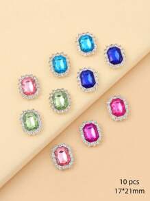 10入組時尚混色幾何合金髮箍扣,女性diy髮飾材料 - 彩色 - 查看 1