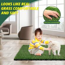 3/6/9 Pcs Artificial Grass Tiles With Interlocking System, Indoor Outdoor Turf Mat Squares Grass Rug,Synthetic Fake Grass For Dogs, Pets, Patio And Balcony - Green 3 PCS - View 5