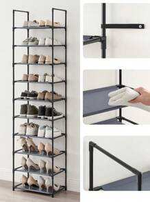 SONGMICS Scarpiera a 10 Ripiani, Scaffale Portascarpe, Organizzatore per Scarpe, 28 x 45 x 173 cm, Telaio in Metallo, Ripiani in Tessuto Non Tessuto, Corridoio, Camera da Letto, Grigio - Grigio - Visualizzare 5