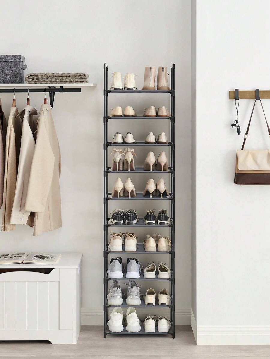 SONGMICS Scarpiera a 10 Ripiani, Scaffale Portascarpe, Organizzatore per Scarpe, 28 x 45 x 173 cm, Telaio in Metallo, Ripiani in Tessuto Non Tessuto, Corridoio, Camera da Letto, Grigio - Grigio - Visualizzare 1