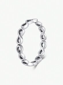 MODIAN 1入組時尚銀無窮象徵裝飾戒指適合女士日常裝飾 - 銀色 - 查看 1