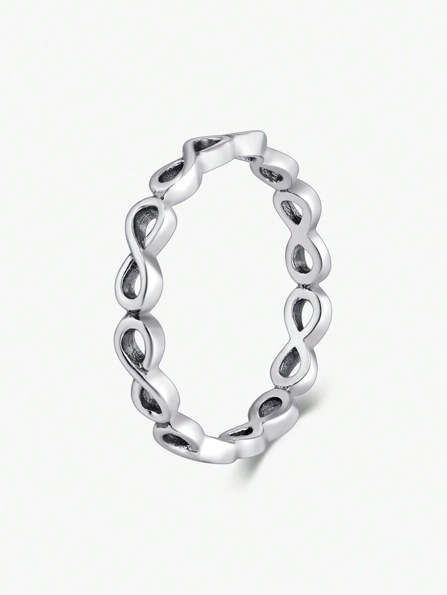 MODIAN 1入組時尚銀無窮象徵裝飾戒指適合女士日常裝飾 - 銀色 - 查看 1