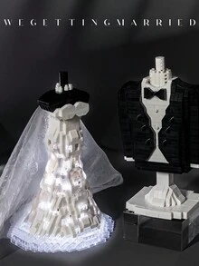 1 Box Small Building Blocks Dress Shape Assembling Toy Figurine, Wedding & Valentine's Day Gift - Multicolor - View 7