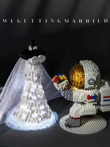 1 Box Small Building Blocks Dress Shape Assembling Toy Figurine, Wedding & Valentine's Day Gift - Multicolor - View 3