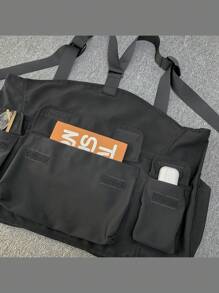 1入組工作服風格背心背包街頭迷戀者背包休閒胸包男女適用,尼龍胸掛袋情人節禮物尾包腰包黑色背心袋情人節禮物男士 - 黑色 - 查看 6