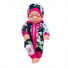 11.4-Inch Realistic Silicone Baby Doll Pacifying Reborn Doll With Soft Vinyl Body, Children Soft Toys Birthday Present And Home Ktv Decoration - Big Flower Khaki With Eyes Closed - View 4