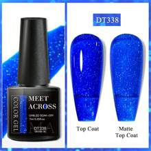 Set di 6 smalti gel per unghie, colori autunnali glitterati, kit per arte di unghie UV LED, smalto semipermanente con base e top coat - Blu - Visualizzare 8