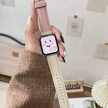 1入時尚顏色拼接正品皮革女錶帶，商務休閑風格，適用於38/40/41/42/44/45/49mm，適用於蘋果手錶Ultra/Se/8/7/6/5/4/3/2/1 - 粉色 - 查看 1