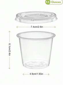 50 Sets Disposable Mini Plastic Souffle Cups With Lids- Jello Shot Cups, Jell-O Portion Cups, 5.5 Ounce/165ml Dipping Sauce Ramekins, Salad Dressing Container Cup,Small Plastic Condiment Containers School Supplies Food Bag Food Box Suitable For Candy Chocolate Cookies Etc.