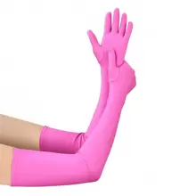 1 双女士 1980 年代单身派对复古晚礼服长手套，非常适合化妆、舞会、婚礼、赛马活动、圣诞节、威尼斯狂欢节、夜总会、性感复古 20 年代配饰套装，适合主题派对 - 玫紅色 - 查看 2