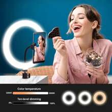 1 Pack 43.31 Acinch Con Luz De Relleno En Vivo Rgb De Doble Cara De 10 Pulgadas - Soporte RGB de 10 pulgadas + 1,1 m - Ver 10