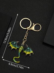 1pc Fashionable Dragon Ombre Polyresin Coated Rhinestone Glass Keychain For Men And Women - Ancient Golden Color - View 7