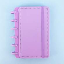 Caderno Inteligente Pequeno A6 Refil Folha Capa Disco Pautado Anotações Planejamento Notas Papelaria Fofa Colors - Roxo - Visão 2
