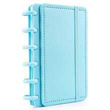 Caderno Inteligente Pequeno A6 Refil Folha Capa Disco Pautado Anotações Planejamento Notas Papelaria Fofa Colors - Azul bebê - Visão 1