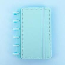 Caderno Inteligente Pequeno A6 Refil Folha Capa Disco Pautado Anotações Planejamento Notas Papelaria Fofa Colors - Azul bebê - Visão 2